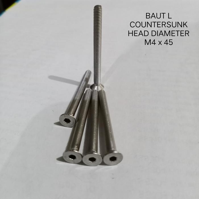 (1pcs) SS304 Baut Verseng L M4x45