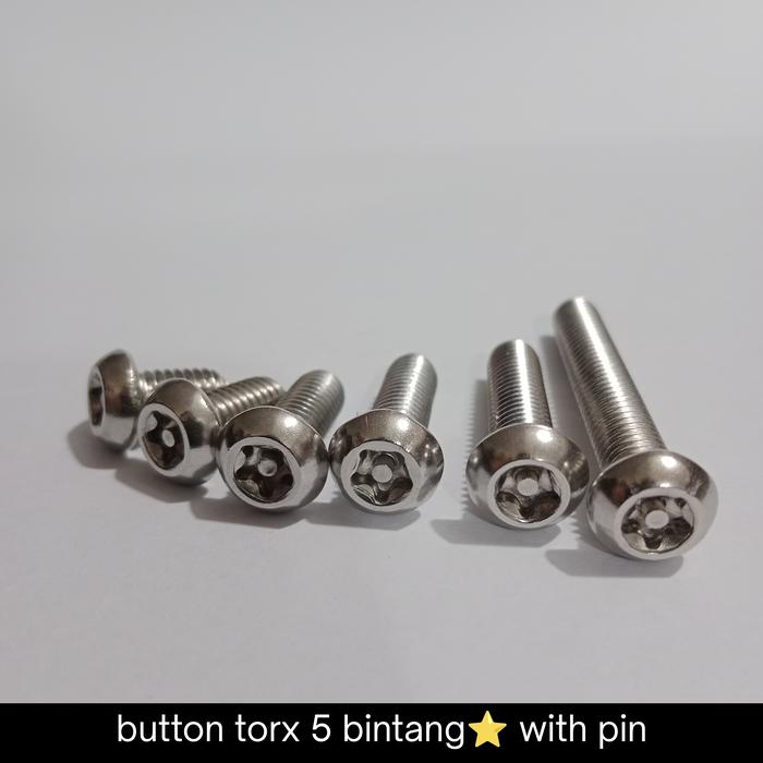 (1pcs) SS304 Baut Button Torq 5 Bintang M5 x 10