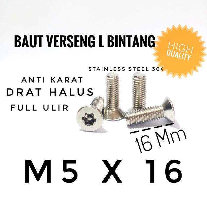 (1pcs) SS304 Baut Verseng Torq w/pin M5x16