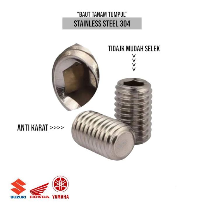 (1pcs) SS304 Baut Tanam Tumpul M2.5x10
