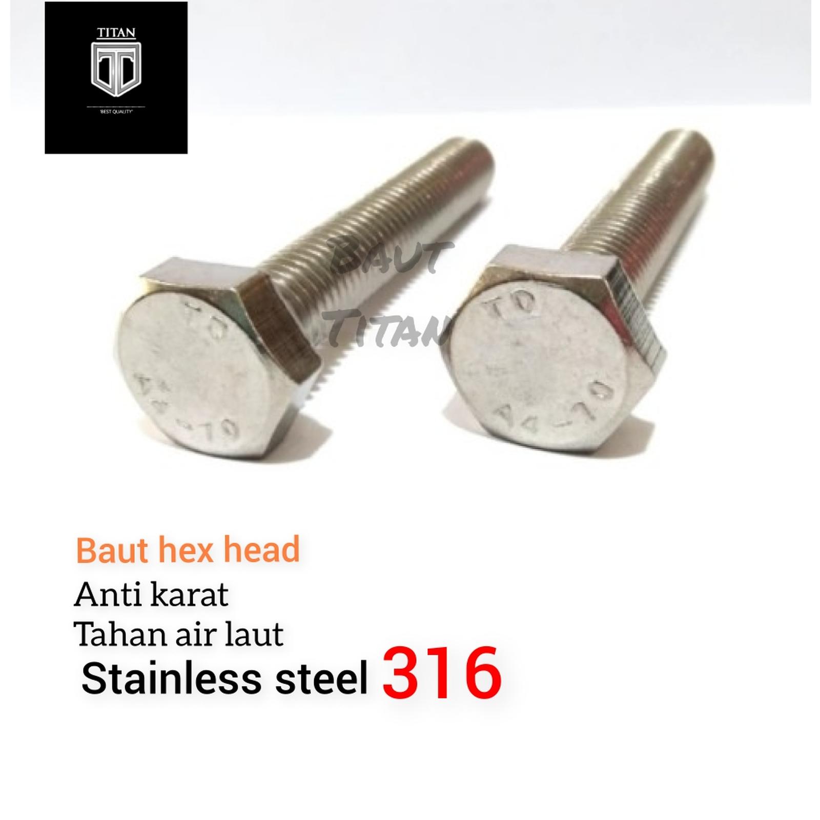 (1pcs) Stainless Steel 316 Hex Bolt M12 x 80