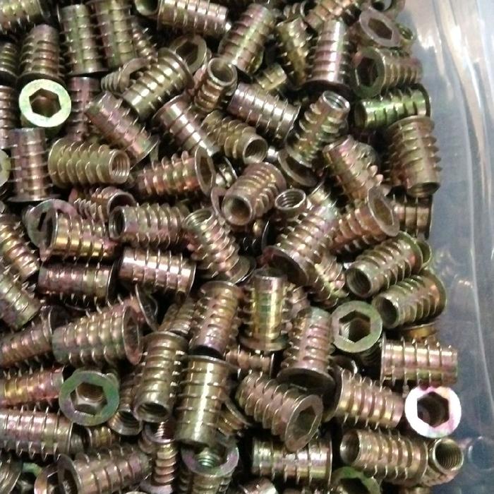 (1pcs) Zinc Alloy Hex Socket With Flange Conical Wood Insert Nuts M6x18